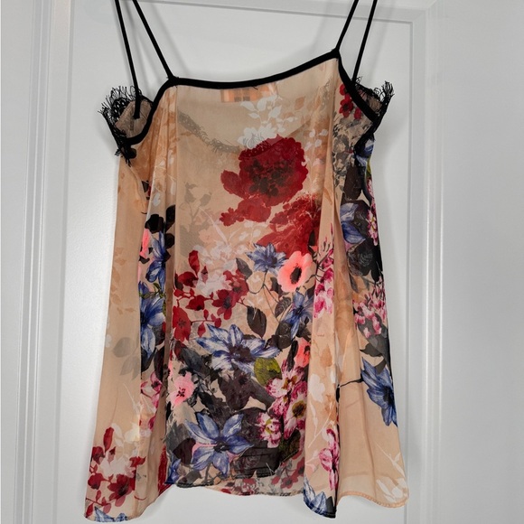 Sis Sis Women’s Floral sheer strappy cami top with lace trim, Sz Small - Picture 6 of 7